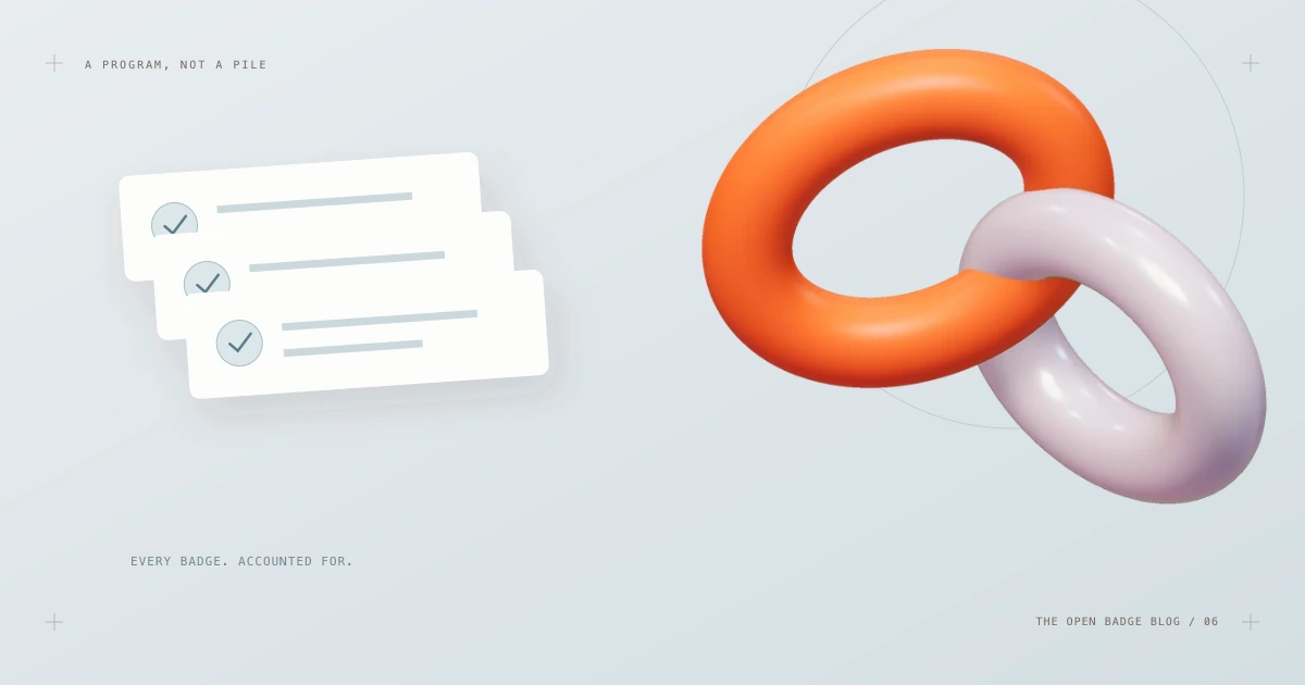 Abstract illustration of stacked credential cards being kept in order.